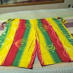 Caribbean Red and Yellow Women's Flowy Beach Pants